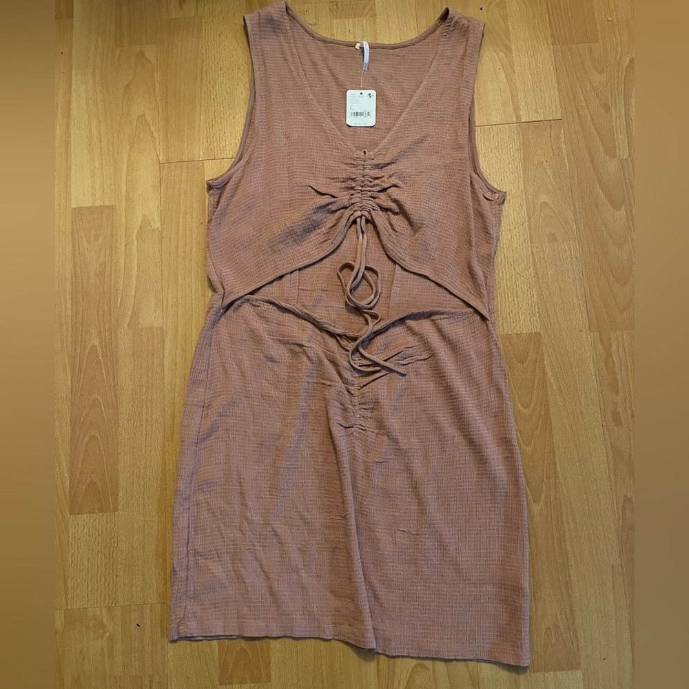Free People Pink Ruched Bodycon Midi Dress - Picture 6 of 7